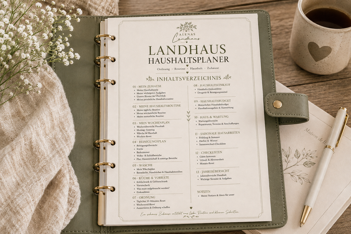 LANDHAUS HAUSHALTSPLANER | Ordnung · Routine · Haushalt · Zuhause