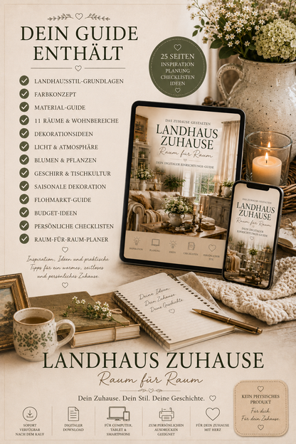 Landhaus Zuhause – Raum für Raum | Digitaler Einrichtungs-Guide